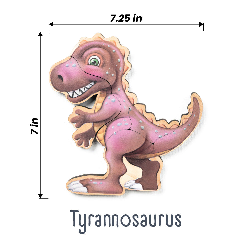 Dinosaur Magnetic Wooden Puzzle Set with Cotton Bag | Made in the USA 🇺🇸