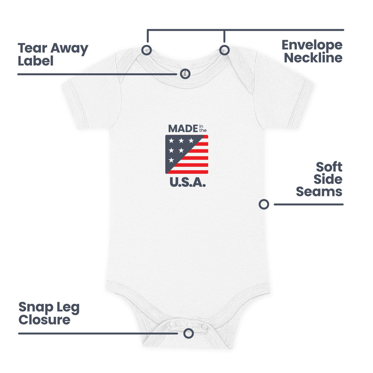 100% Airlume Combed, Ring-Spun Cotton Onesie - Made in the USA (Size 6-12 mo)