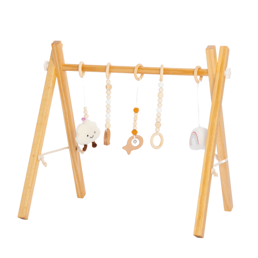 Lilac Wooden Baby Gym | Montessori Infant Play Gym with Hanging Toys