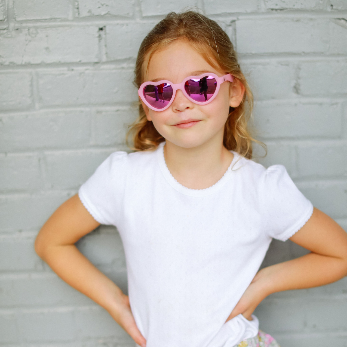 Frosted Pink Heart | Polarized Purple Mirrored Lenses