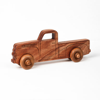 Montessori Educational 9" Natural Wooden Pickup Truck for Toddlers 1–3 | Eco-Friendly Mahogany Wood Toy | Made in the USA 🇺🇸