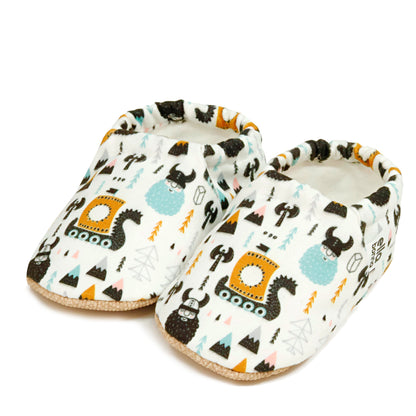 Ella Bonna Non-Slip Sole Viking Patterned Baby Booties, Home Boot Slippers Nursery Shoes