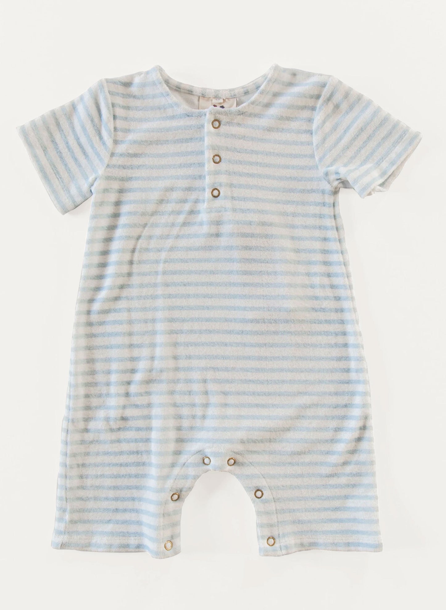 Walker Terry Romper - Blue & White Stripe