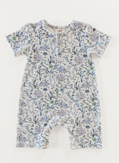 Walker Terry Romper - Coral Reef