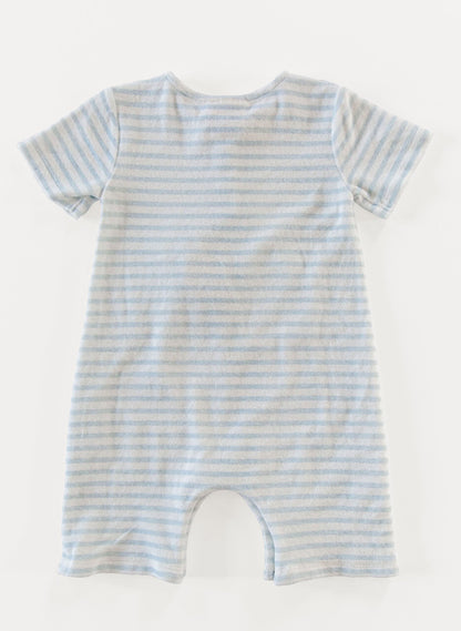 Walker Terry Romper - Blue & White Stripe