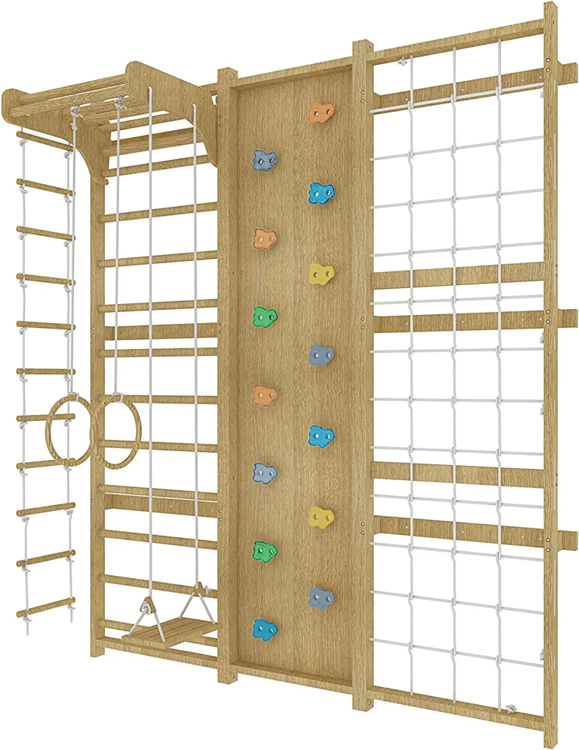 Walnut | Swedish Ladder Jungle Gym - 95" Height - Wall Mounted