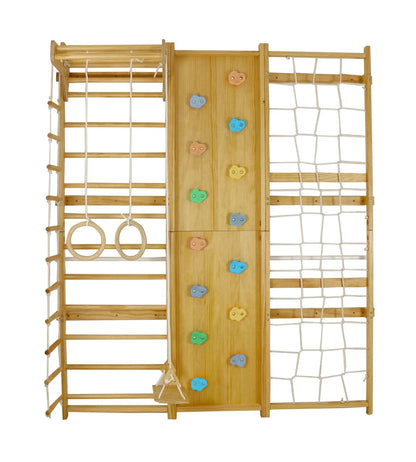 Walnut | Swedish Ladder Jungle Gym - 95" Height - Wall Mounted