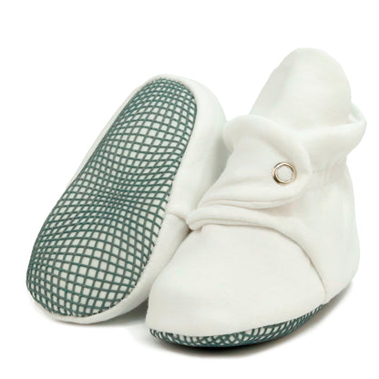 Organic Cotton Baby Booties, Non-Slip Sole, Cotton Newborn Booties Home Nursery Shoes, White