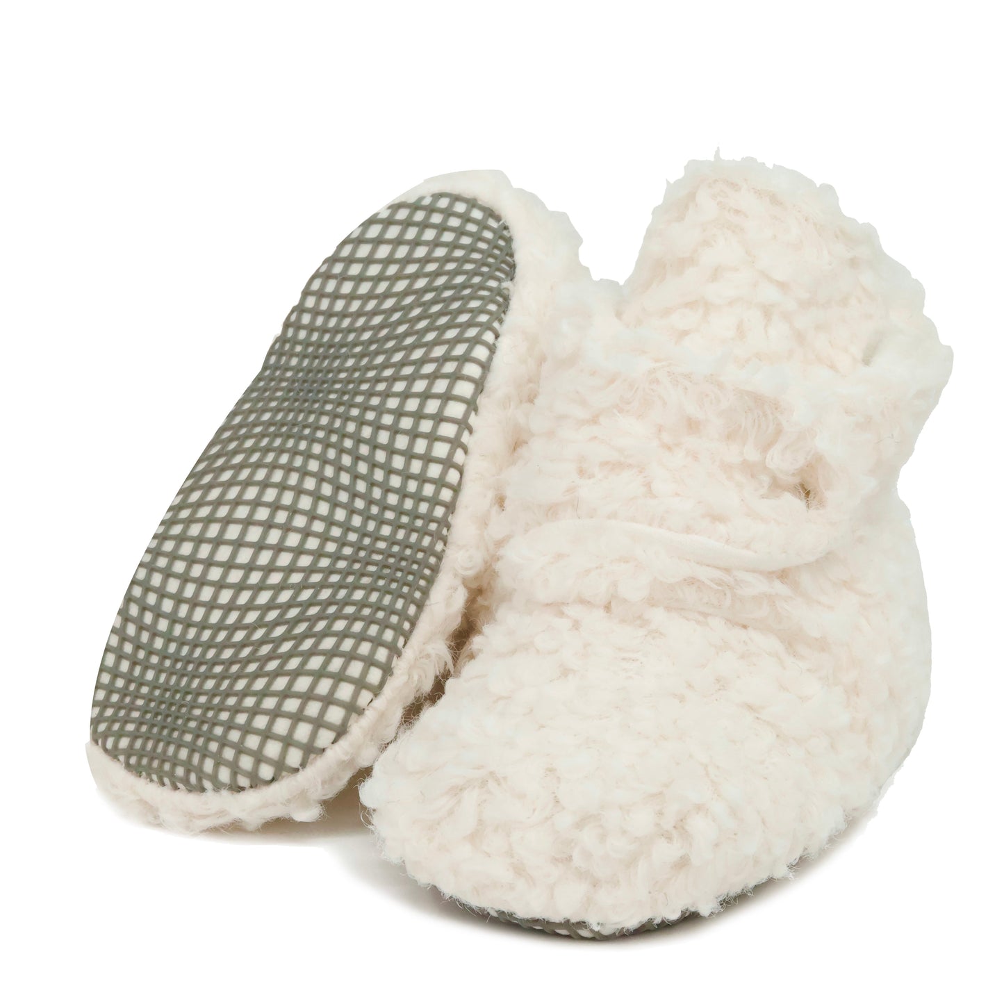 Non-Slip Sole, Organic Cotton Inner Lining,Newborn Shoes ,Tedy Booties, Off White Baby Booties