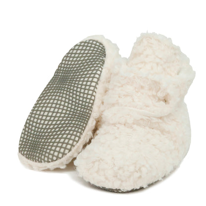 Non-Slip Sole, Organic Cotton Inner Lining,Newborn Shoes ,Tedy Booties, Off White Baby Booties