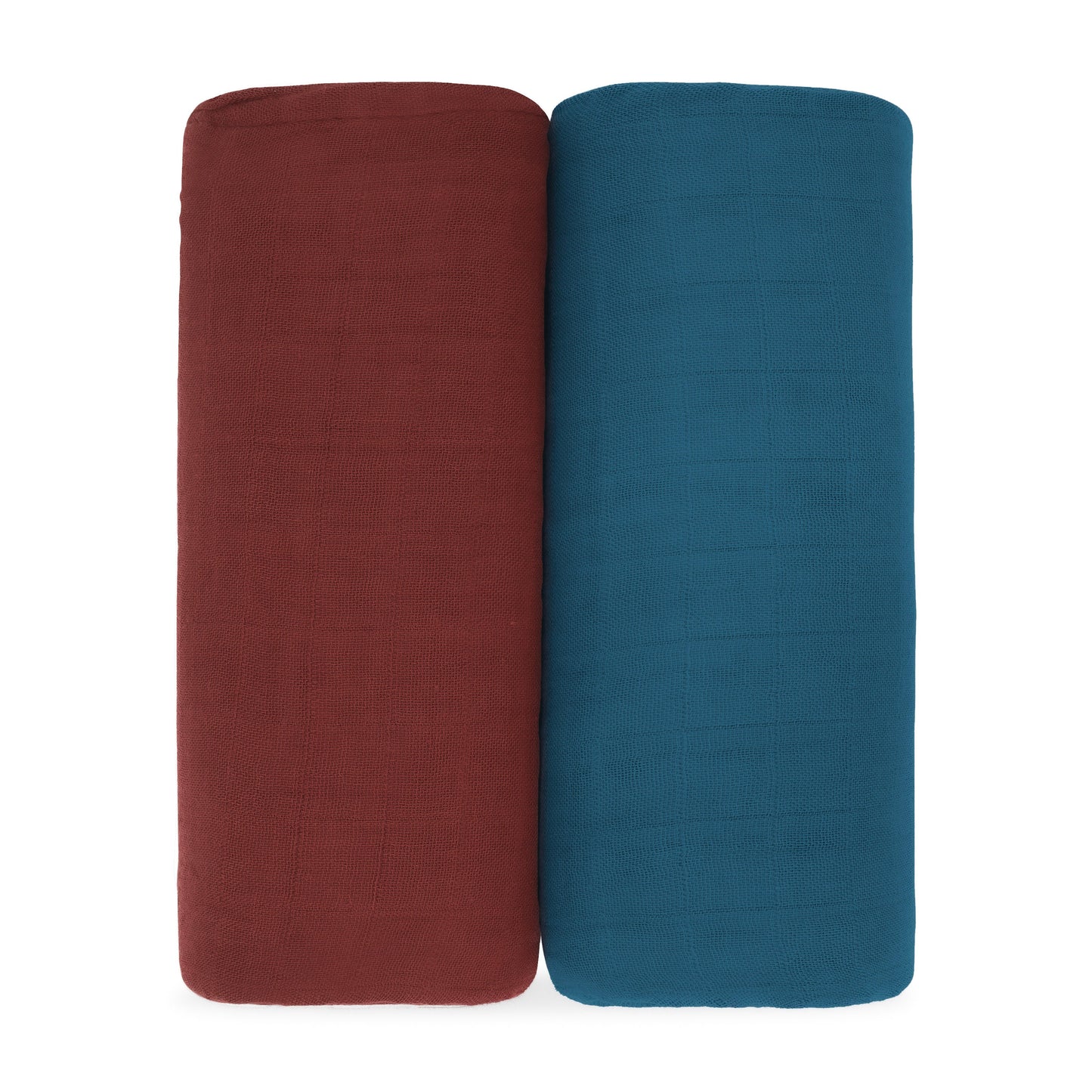 Muslin Swaddle Blanket, 47” x 47” in Wine & Neptune, 2 Pack