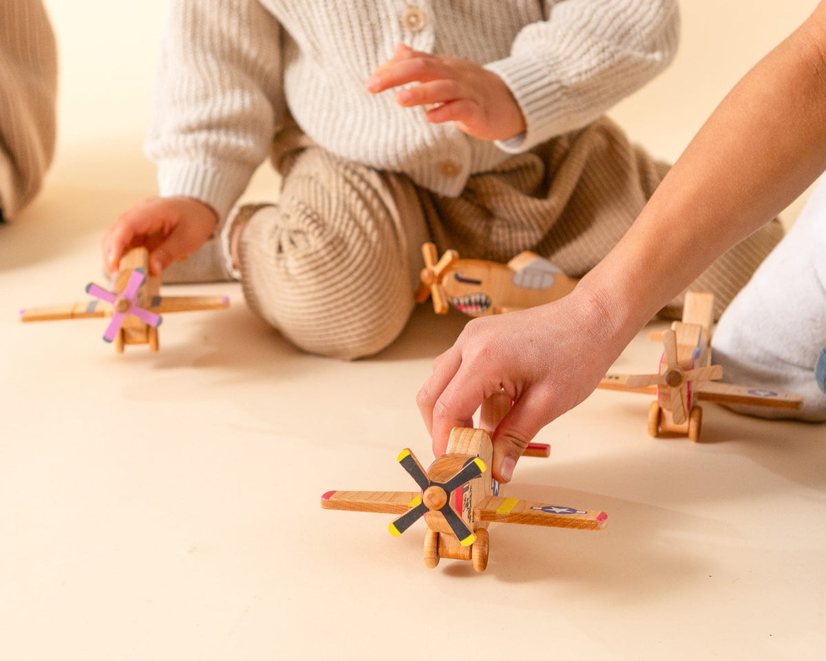 WWII Classic P-51 Mustang Wooden Toy Airplane Trio | Nominated for 2026 Astra Play Award | Made in the USA 🇺🇸