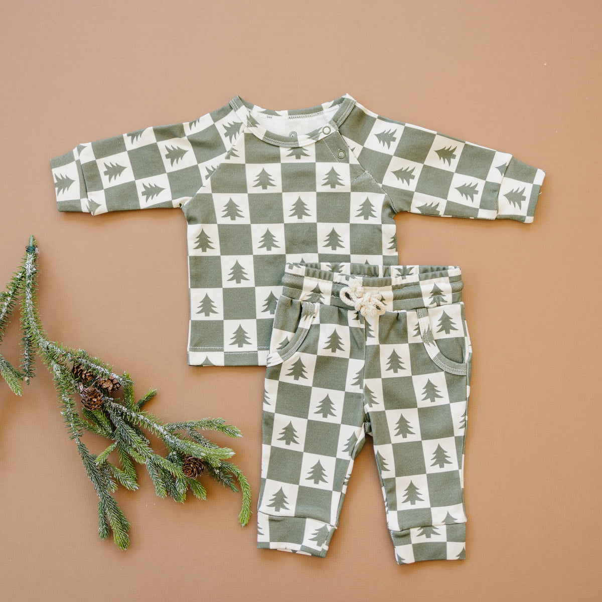 Checkered Christmas Trees Organic Cotton Set