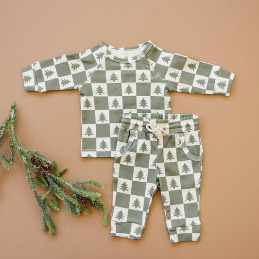 Checkered Christmas Trees Organic Cotton Set