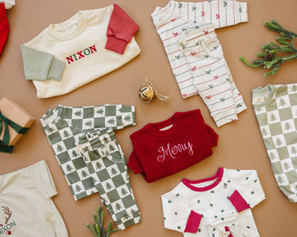 Checkered Christmas Trees Organic Cotton Set