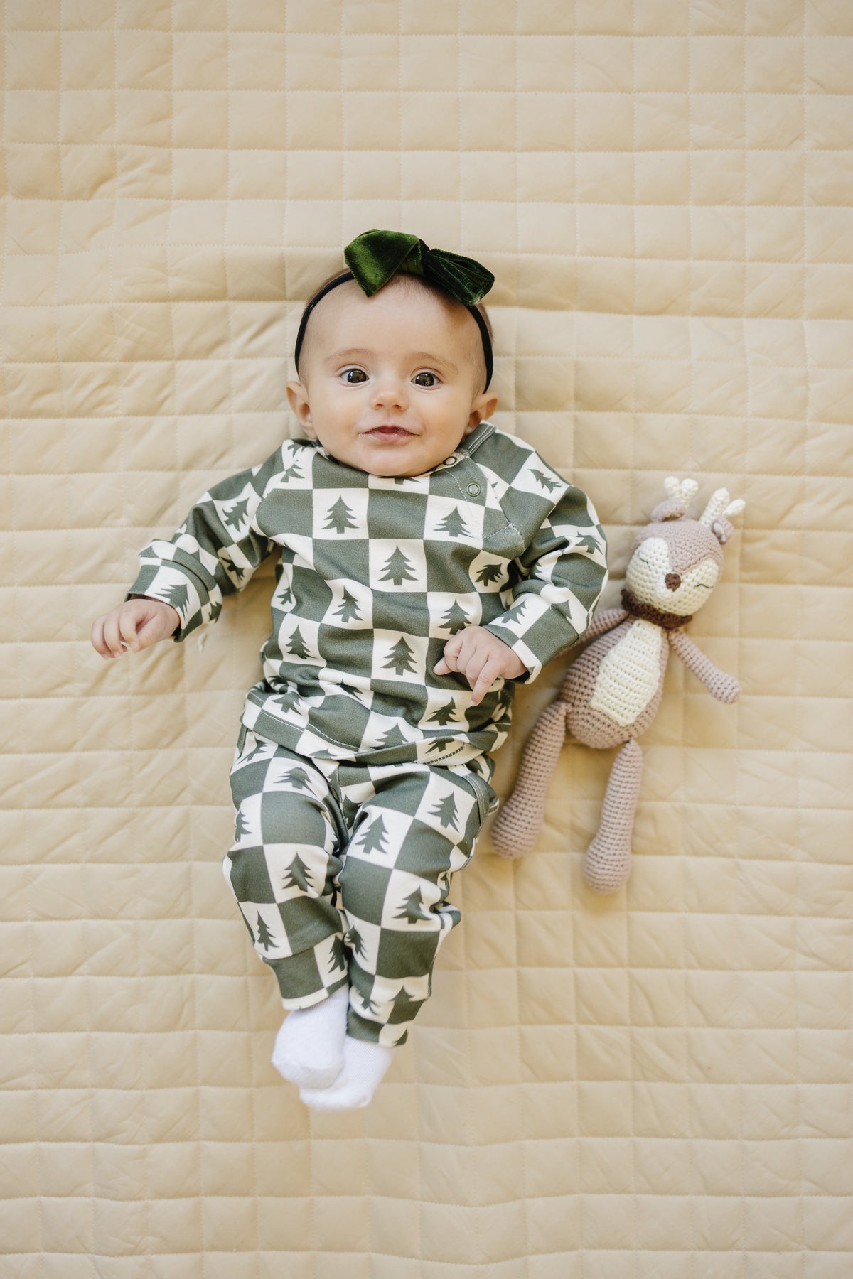 Checkered Christmas Trees Organic Cotton Set