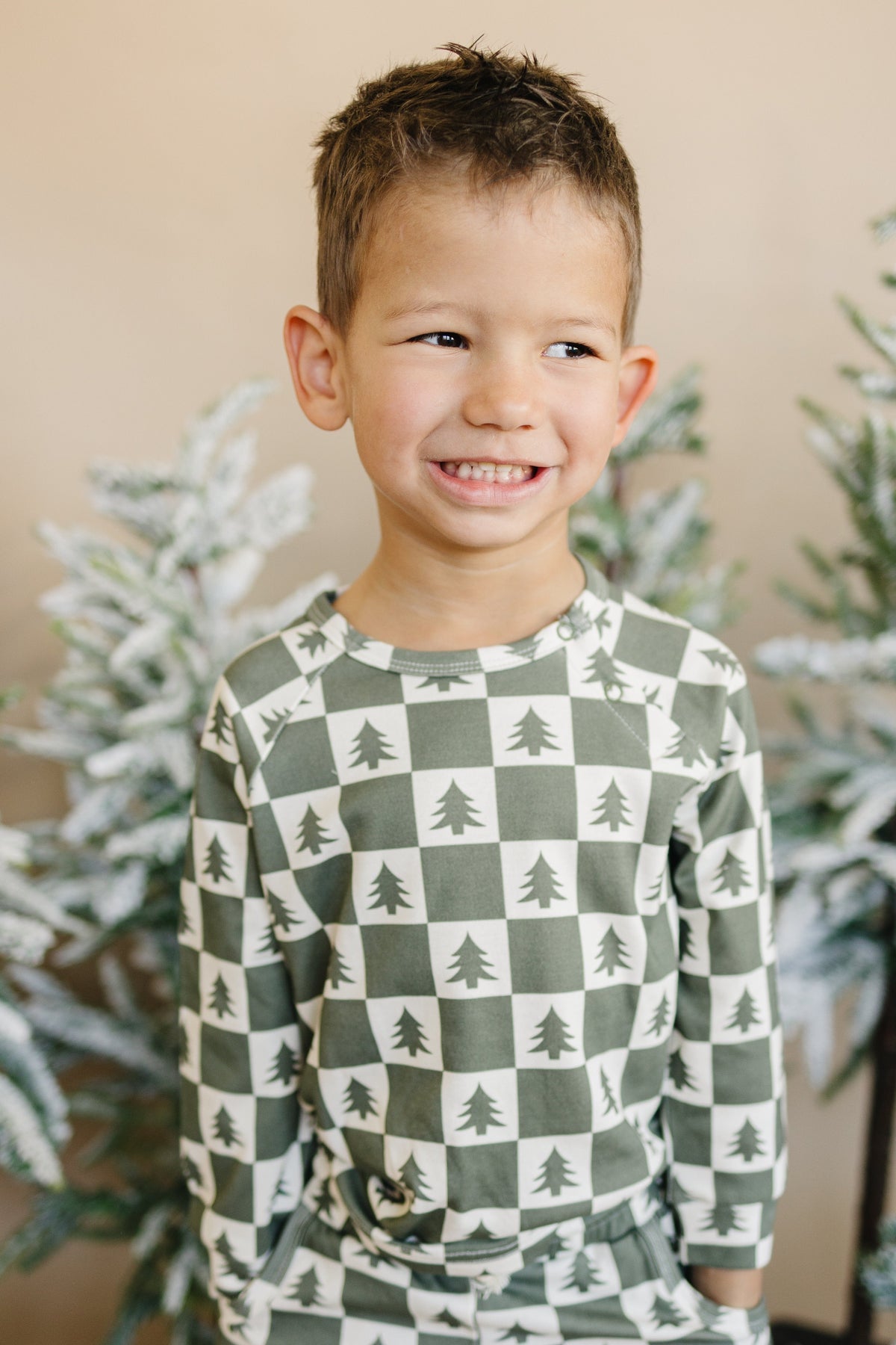 Checkered Christmas Trees Organic Cotton Set