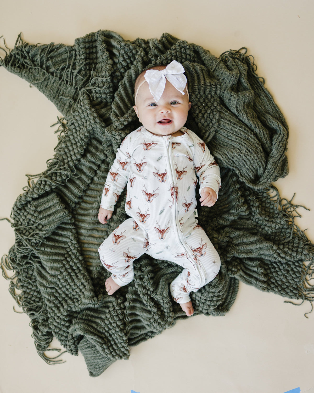 Reindeer Games Ribbed Bamboo Zippy Pajamas *NB & 0-3m left