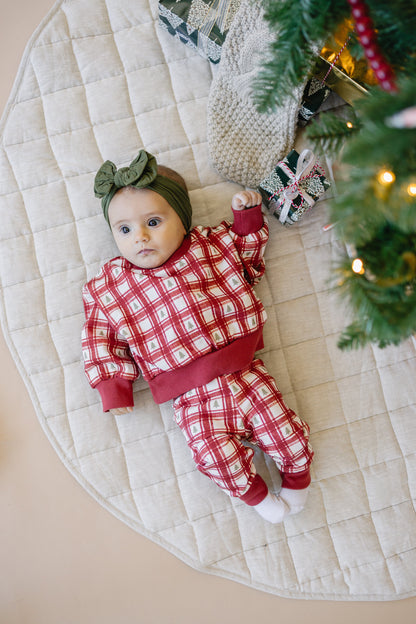 Red Plaid Christmas Tree Jogger Pants