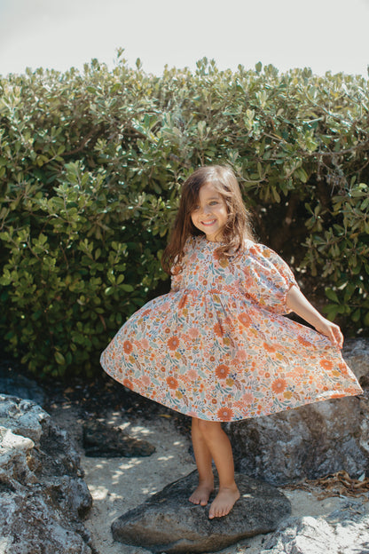 Dress with Puff Sleeves - Zinnia Bloom