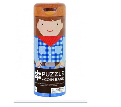 At the Ranch 64 piece Puzzle and Tin Coin Bank