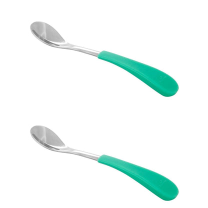 Stainless Steel Infant Spoons, Green 2 Pack