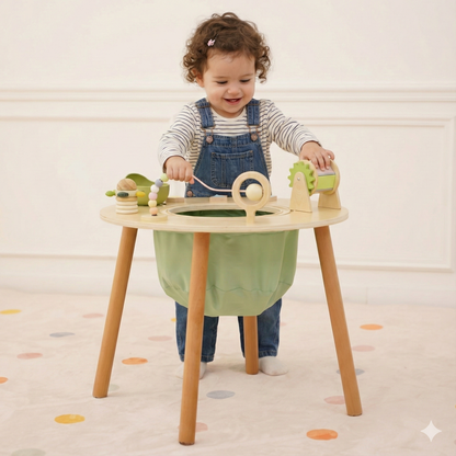 Aldar | Wooden Baby Activity Center That Converts to a Toddler Table