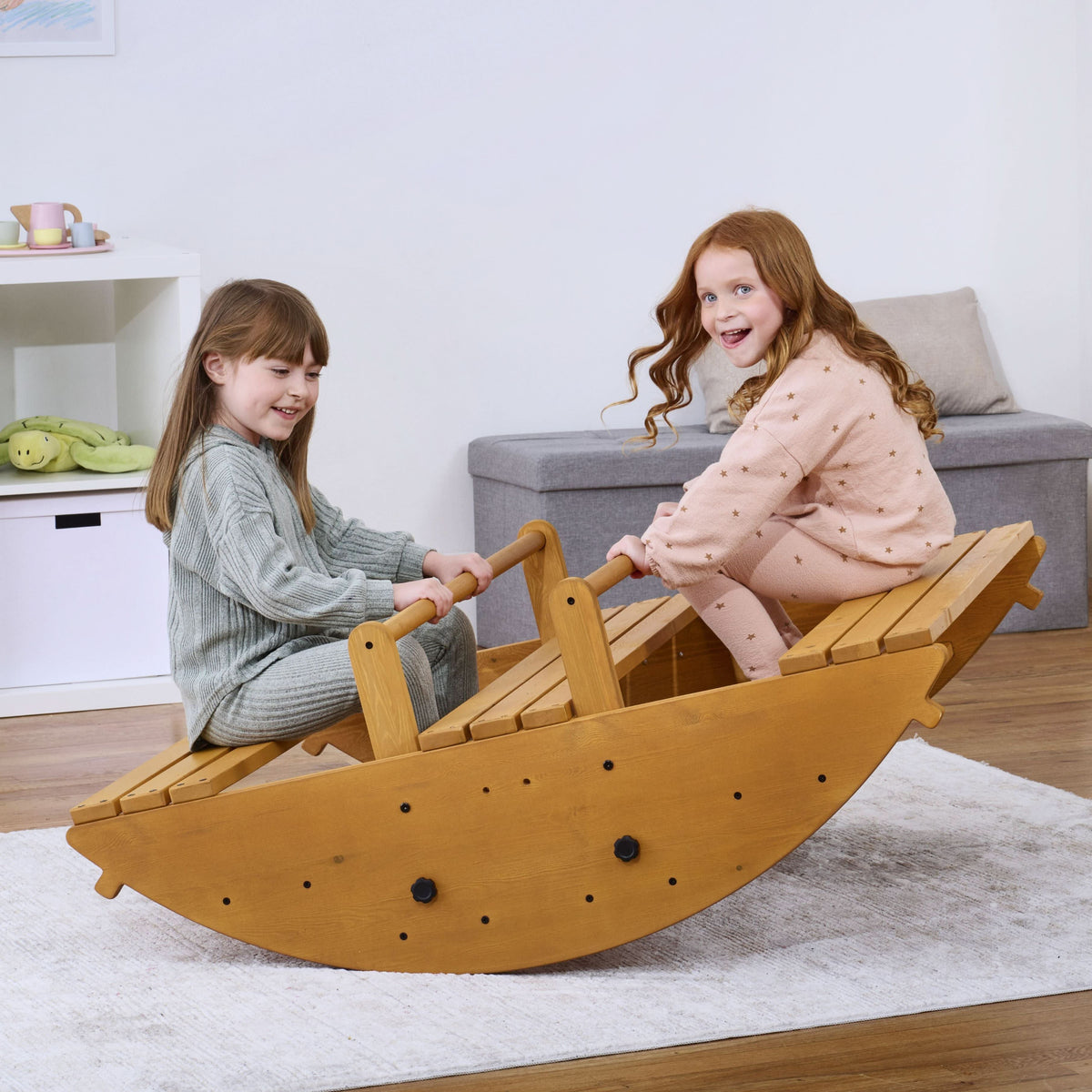 Banyan Jumbo Rocker & Climber | 2-in-1 Wooden Climbing Arch and Rocking Boat for Kids, Indoor & Outdoor