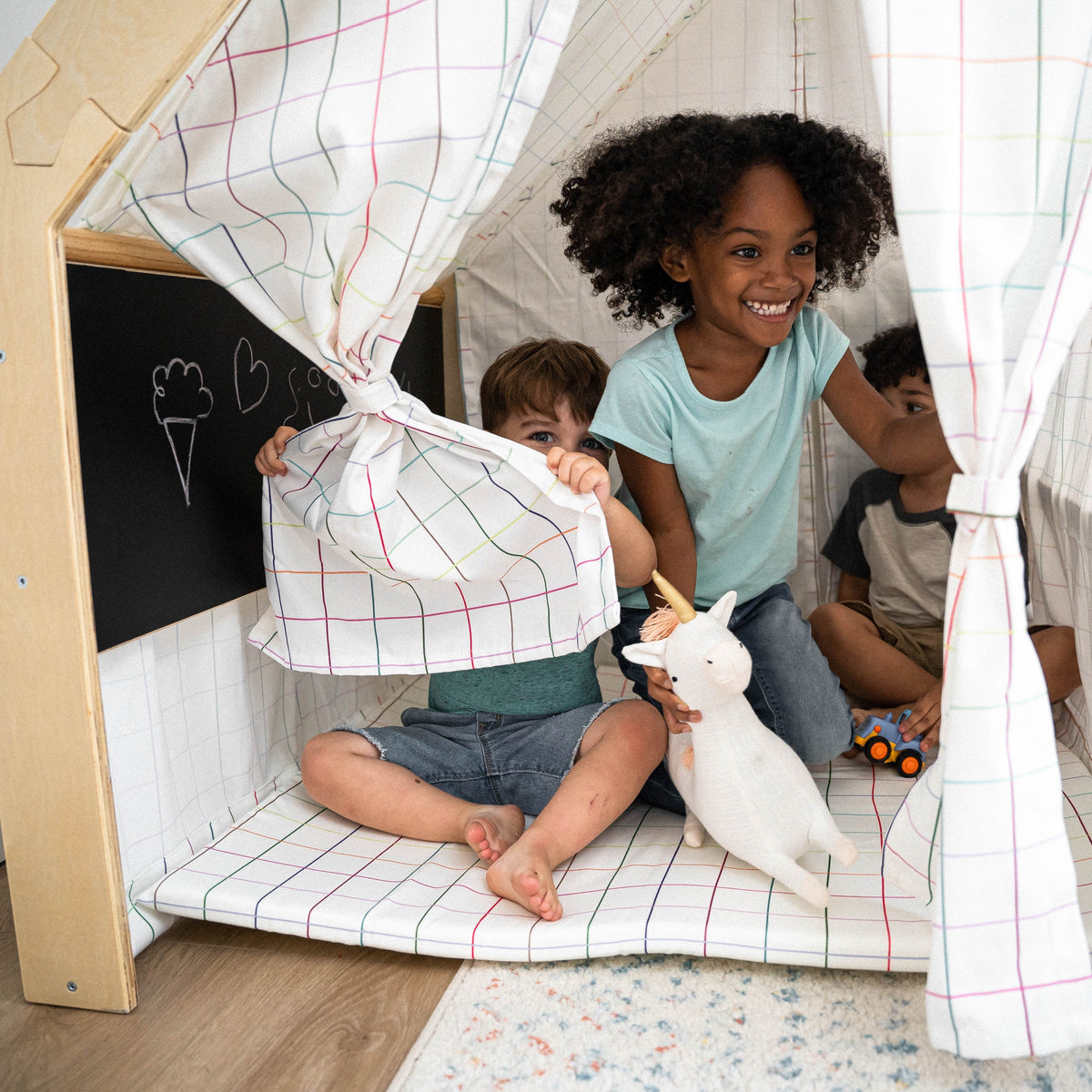Flair | Wooden Indoor Playhouse for Toddlers with Desk and Chair