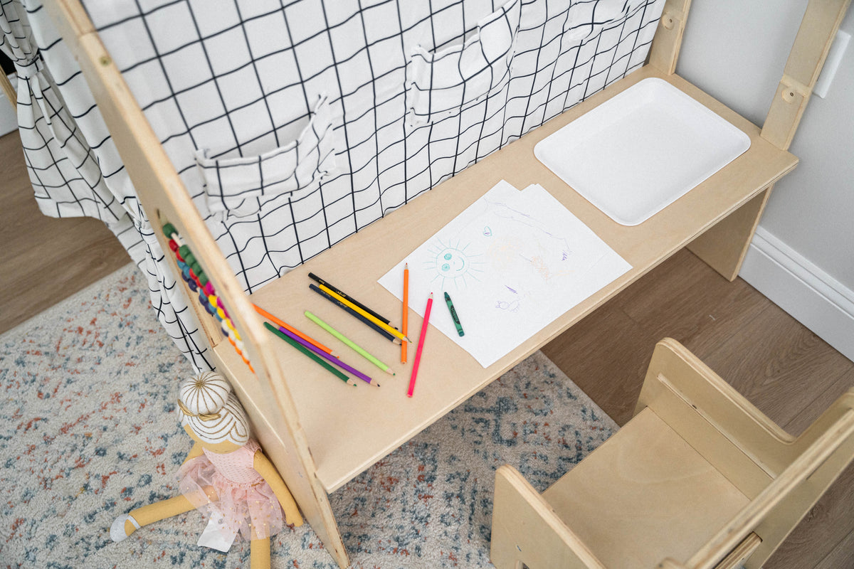 Flair | Wooden Indoor Playhouse for Toddlers with Desk and Chair