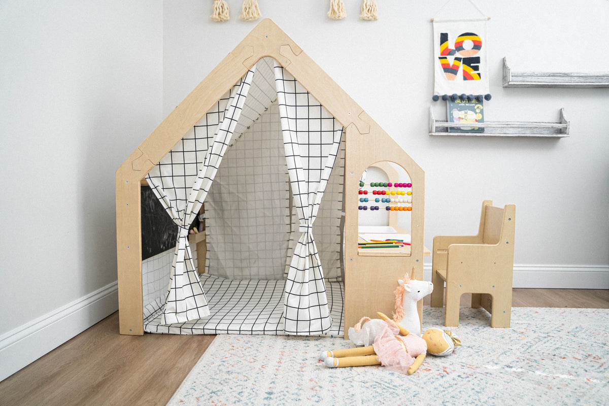 Flair | Wooden Indoor Playhouse for Toddlers with Desk and Chair
