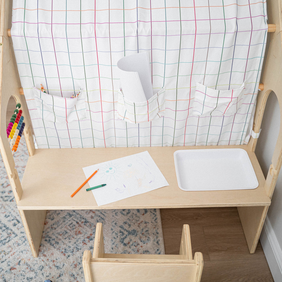 Flair | Wooden Indoor Playhouse for Toddlers with Desk and Chair