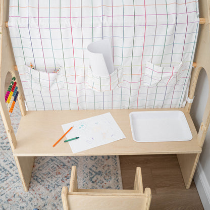 Flair | Wooden Indoor Playhouse for Toddlers with Desk and Chair