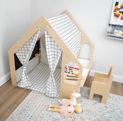 Flair | Wooden Indoor Playhouse for Toddlers with Desk and Chair