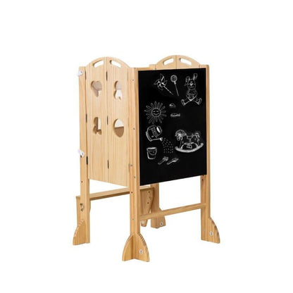Plum 3-in-1 Foldable Learning Tower, Step Stool and Chalkboard