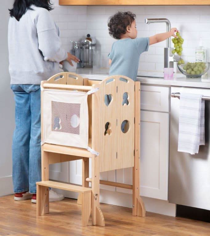 Plum 3-in-1 Foldable Learning Tower, Step Stool and Chalkboard