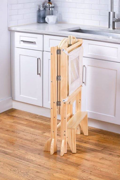 Plum 3-in-1 Foldable Learning Tower, Step Stool and Chalkboard