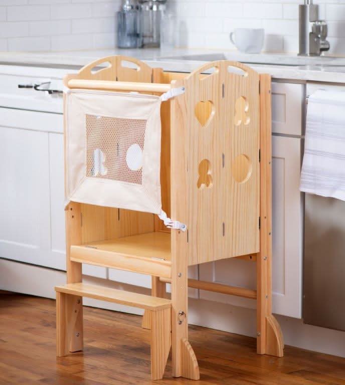 Plum 3-in-1 Foldable Learning Tower, Step Stool and Chalkboard