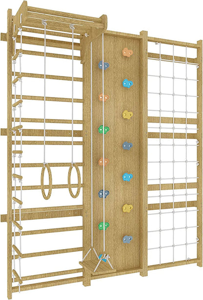 Walnut 95" | 9-in-1 Swedish Ladder Wall Gym and Indoor Climbing Wall