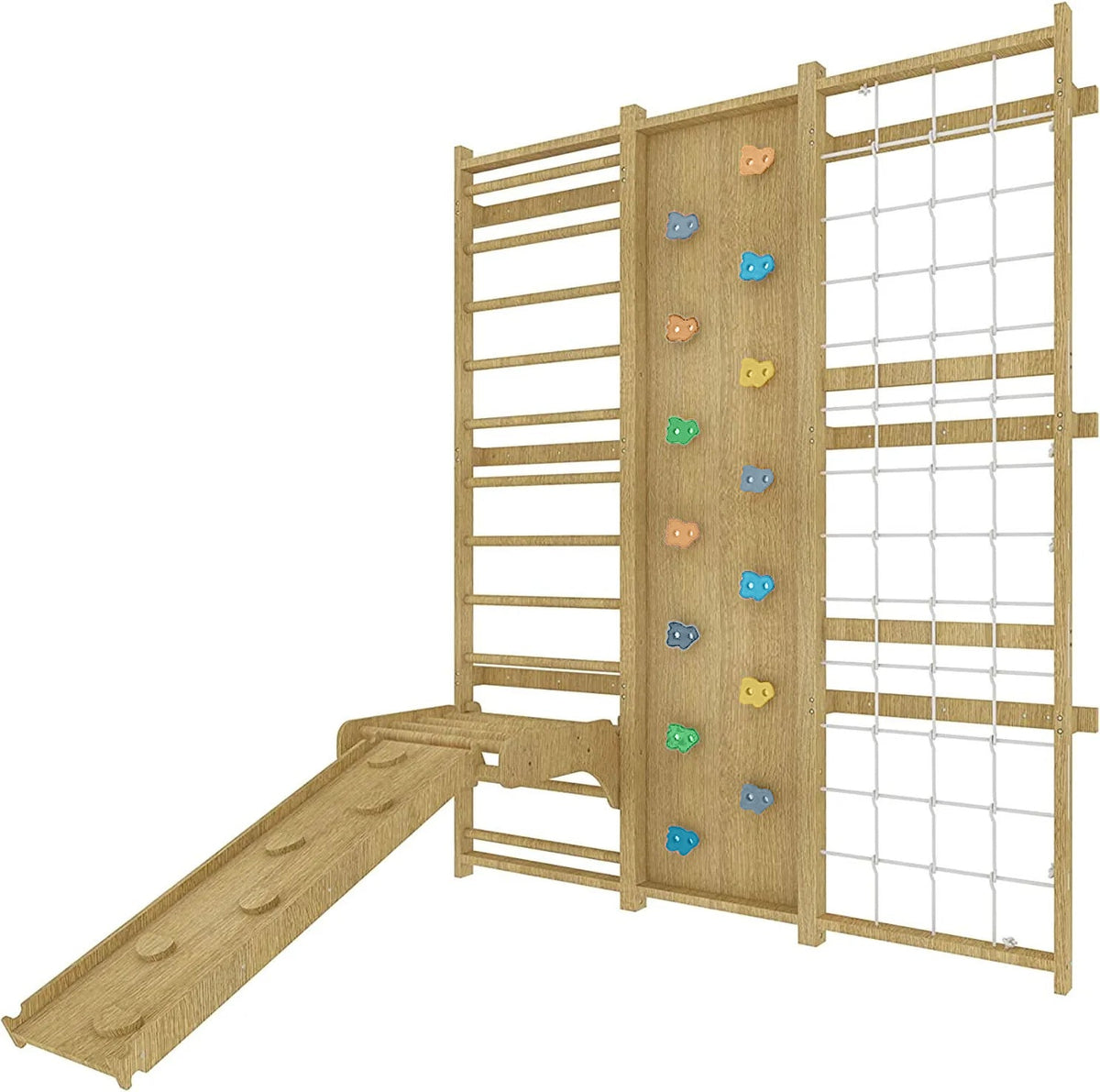 Walnut 95" | 9-in-1 Swedish Ladder Wall Gym and Indoor Climbing Wall