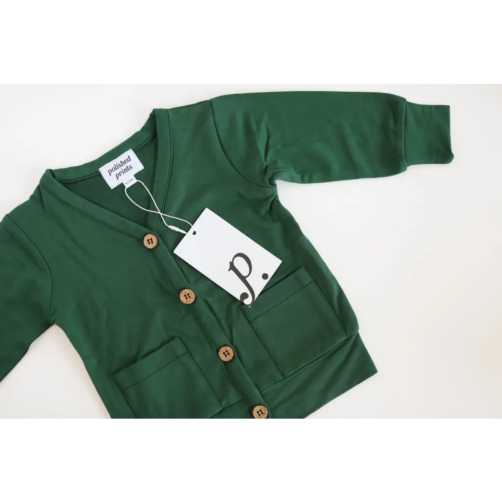 Buttery Soft Forest Green Baby Grandpa Cardigan