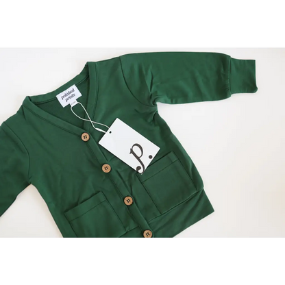 Buttery Soft Forest Green Baby Grandpa Cardigan