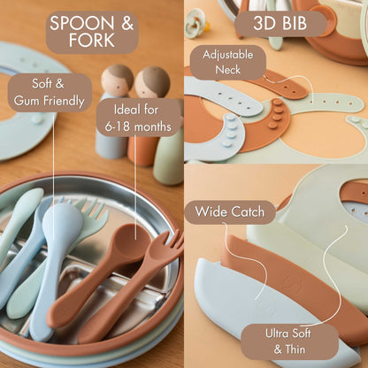 Stainless Steel Baby Feeding Set 6+ Months - Mocha Mousse