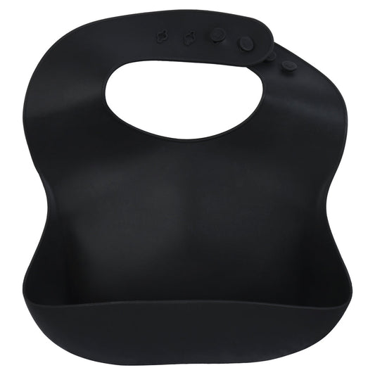 Black Silicone Baby Bib with Crumb Catcher