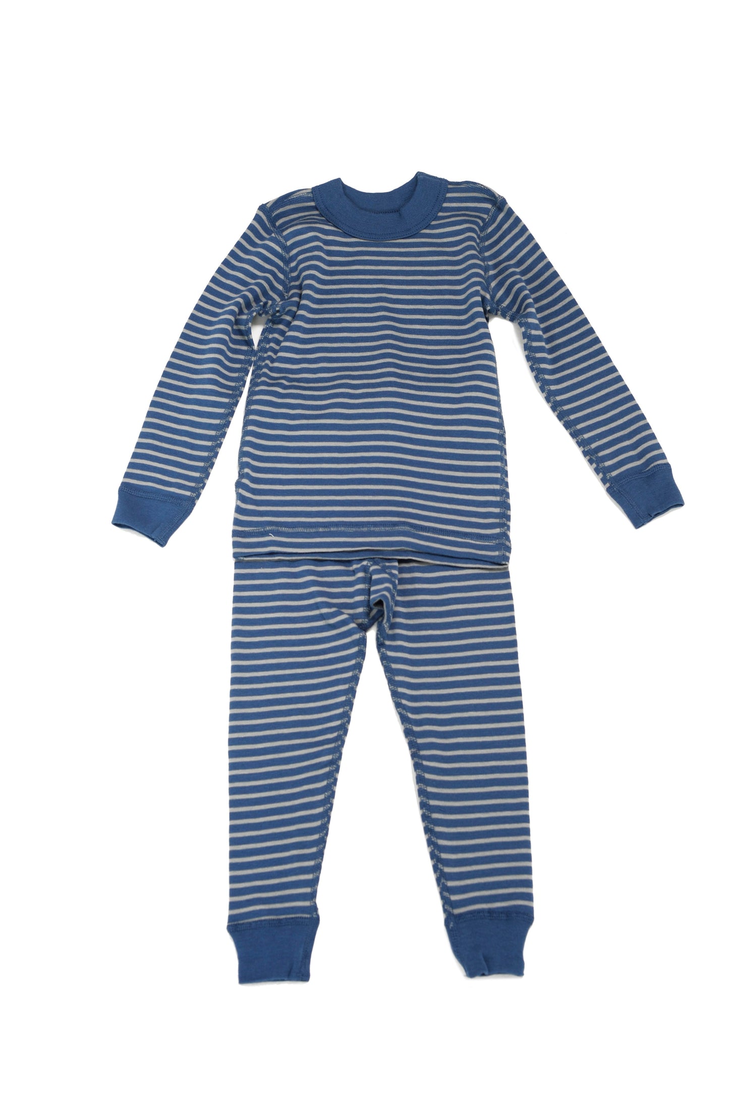 Blue and Gray Striped Pajama Set