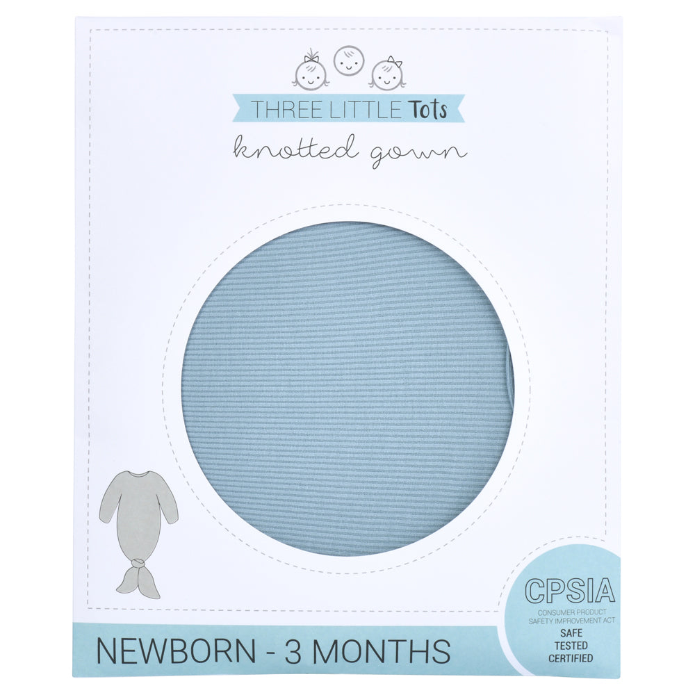 Blue Bird Ribbed Knotted Newborn Gown