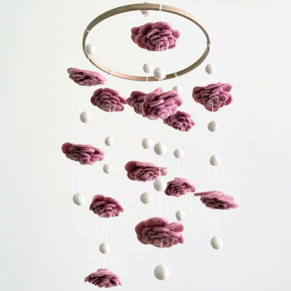 Blush Rose Flower Baby Mobile