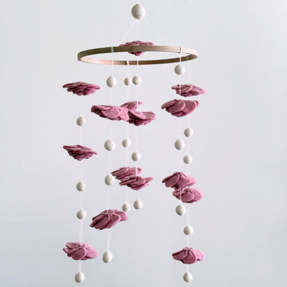 Blush Rose Flower Baby Mobile