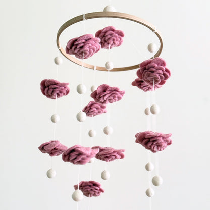 Blush Rose Flower Baby Mobile