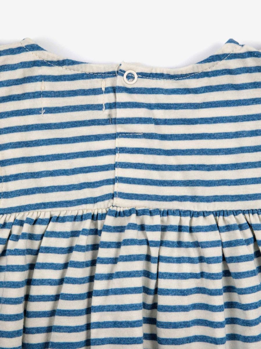 Blue Stripes Ruffle Dress